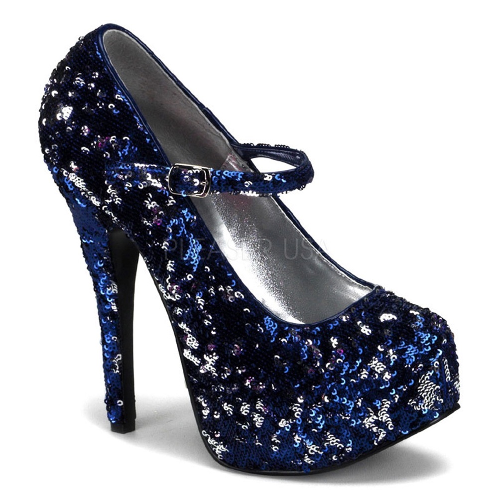 Blue Sequin Heel